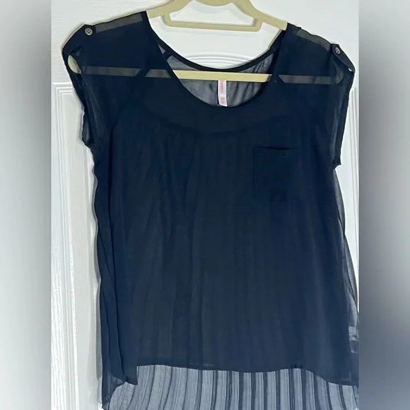 Xhilaration Black Sheer Blouse - Picture 2 of 4